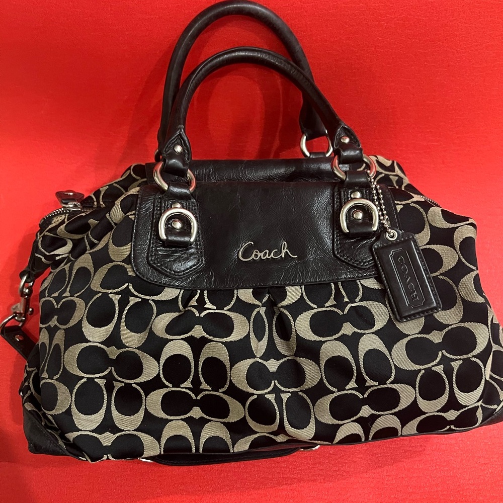 Coach Black and Brown Signature Satchel